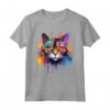 LaPerm Cat Face Colorful Splash Art - Maglietta con Gatto LaPerm - Design Gattino Vivace e Colorato