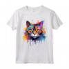 LaPerm Cat Face Colorful Splash Art - Maglietta con Gatto LaPerm - Design Gattino Vivace e Colorato