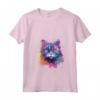 Donna LaPerm - Maglietta Colorata con Muso di Gatto - Ideale per Amanti dei Gatti - Collo a V