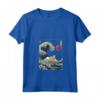 Divertente animale da surf a forma di gatto Laperm Kanagawa Wave Maglietta con Collo a V - Regalo per Proprietari di Gatti - Ideale per Natale, Ringraziamento o San Valentino