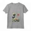 Divertente animale da surf a forma di gatto Laperm Kanagawa Wave Maglietta con Collo a V - Regalo per Proprietari di Gatti - Ideale per Natale, Ringraziamento o San Valentino