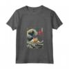 Divertente Gatto Surf Laperm Kanagawa Wave - Maglietta Collo a V - Regalo per Proprietari di Gatti - Ideale per Natale o San Valentino