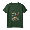 Laperm Gatto Giapponese Kanagawa Wave Divertente Surf Animale Maglietta con Collo a V - Regalo per Proprietari di Gatti Laperm e Amanti dell'Arte Giapponese