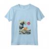 Laperm Gatto Giapponese Kanagawa Wave Divertente Surf Animale Maglietta con Collo a V - Regalo per Proprietari di Gatti Laperm e Amanti dell'Arte Giapponese