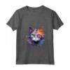 Donna Colorato LaPerm Cat Face Splash Art Maglietta con Collo a V - Ideale per Amanti dei Gatti LaPerm e Appassionati d'Arte