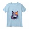 Donna Colorato LaPerm Cat Face Splash Art Maglietta con Collo a V - Ideale per Amanti dei Gatti LaPerm e Appassionati d'Arte