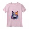 Donna Colorato LaPerm Cat Face Splash Art Maglietta con Collo a V - Ideale per Amanti dei Gatti LaPerm e Appassionati d'Arte