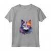 Donna Colorato LaPerm Cat Face Splash Art Maglietta con Collo a V - Ideale per Amanti dei Gatti LaPerm e Appassionati d'Arte