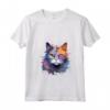 Donna Colorato LaPerm Cat Face Splash Art Maglietta con Collo a V - Ideale per Amanti dei Gatti LaPerm e Appassionati d'Arte