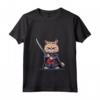 Donna Samurai LaPerm Gatto Giapponese Kawaii Ninja Cat Maglietta con Collo a V - Design Vivido e Intricato per Appassionati di Gatti e Cultura Giapponese