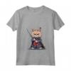 Donna Samurai LaPerm Gatto Giapponese Kawaii Ninja Cat Maglietta con Collo a V - Design Vivido e Intricato per Appassionati di Gatti e Cultura Giapponese