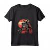 Donna Samurai LaPerm Gatto Giapponese Kawaii Ninja Cat Maglietta con Collo a V - Stile Unico e Misterioso per Amanti dei Gatti e della Cultura Giapponese