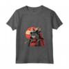 Donna Samurai LaPerm Gatto Giapponese Kawaii Ninja Cat Maglietta con Collo a V - Stile Unico e Misterioso per Amanti dei Gatti e della Cultura Giapponese