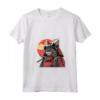 Donna Samurai LaPerm Gatto Giapponese Kawaii Ninja Cat Maglietta con Collo a V - Stile Unico e Misterioso per Amanti dei Gatti e della Cultura Giapponese