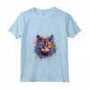 Donna Colorato Splash Art LaPerm Cat Face Maglietta con Collo a V - Design Artistico per Amanti dei Gatti LaPerm