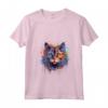 Donna Colorato Splash Art LaPerm Cat Face Maglietta con Collo a V - Design Artistico per Amanti dei Gatti LaPerm
