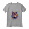 Donna Colorato Splash Art LaPerm Cat Face Maglietta con Collo a V - Design Artistico per Amanti dei Gatti LaPerm