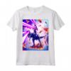 Laser Eyes Space Cat Riding Dog And Dinosaur Maglietta - Lightweight Classic Fit Tee with Double Stitched Sleeves - Funny Animal Graphic Shirt for Animal Lovers