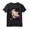 Galaxy Space Cat raggiungendo hamburger con il laser - Maglietta divertente per amanti dei gatti e dello spazio