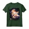 Galaxy Space Cat raggiungendo hamburger con il laser - Maglietta divertente per amanti dei gatti e dello spazio