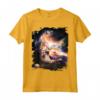 Galaxy Space Cat raggiungendo hamburger con il laser - Maglietta divertente per amanti dei gatti e dello spazio