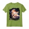 Galaxy Space Cat raggiungendo hamburger con il laser - Maglietta divertente per amanti dei gatti e dello spazio