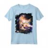 Galaxy Space Cat raggiungendo hamburger con il laser - Maglietta divertente per amanti dei gatti e dello spazio