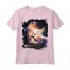 Galaxy Space Cat raggiungendo hamburger con il laser - Maglietta divertente per amanti dei gatti e dello spazio
