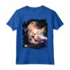 Galaxy Space Cat raggiungendo hamburger con il laser - Maglietta divertente per amanti dei gatti e dello spazio