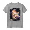 Galaxy Space Cat raggiungendo hamburger con il laser - Maglietta divertente per amanti dei gatti e dello spazio