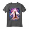 Laser Eyes Space Cat Riding On Surfing Llama Unicorn Maglietta - Stay Magical with Funny Animal Tee - Buy Online