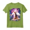 Laser Eyes Space Cat Riding On Surfing Llama Unicorn Maglietta - Stay Magical with Funny Animal Tee - Buy Online