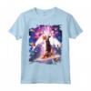 Laser Eyes Space Cat Riding On Surfing Llama Unicorn Maglietta - Stay Magical with Funny Animal Tee - Buy Online