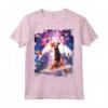 Laser Eyes Space Cat Riding On Surfing Llama Unicorn Maglietta - Stay Magical with Funny Animal Tee - Buy Online