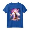 Laser Eyes Space Cat Riding On Surfing Llama Unicorn Maglietta - Stay Magical with Funny Animal Tee - Buy Online