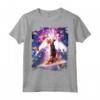 Laser Eyes Space Cat Riding On Surfing Llama Unicorn Maglietta - Stay Magical with Funny Animal Tee - Buy Online