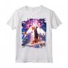 Laser Eyes Space Cat Riding On Surfing Llama Unicorn Maglietta - Stay Magical with Funny Animal Tee - Buy Online