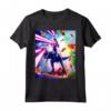 Laser Eyes Space Cat Riding Dog And Dinosaur Maglietta - Divertente e Unica - Ideale per gli Amanti degli Animali e della Fantascienza
