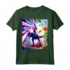 Laser Eyes Space Cat Riding Dog And Dinosaur Maglietta - Divertente e Unica - Ideale per gli Amanti degli Animali e della Fantascienza