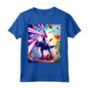 Laser Eyes Space Cat Riding Dog And Dinosaur Maglietta - Divertente e Unica - Ideale per gli Amanti degli Animali e della Fantascienza