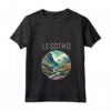 Paesaggio del Lesotho Art Deco Maglietta con Collo a V - Design Unico per Appassionati di Viaggi