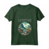 Paesaggio del Lesotho Art Deco Maglietta con Collo a V - Design Unico per Appassionati di Viaggi