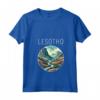 Paesaggio del Lesotho Art Deco Maglietta con Collo a V - Design Unico per Appassionati di Viaggi