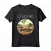 Paesaggio del Lesotho Art Deco Maglietta - Porta con Te la Bellezza del Lesotho - Ideale per Viaggiatori e Turisti
