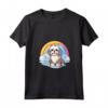 Simpatico Cucciolo di Cane Lhasa Apso Rainbow Cloud Kawaii Maglietta con Collo a V - Regalo per Amanti dei Cani Lhasa Apso