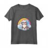 Simpatico Cucciolo di Cane Lhasa Apso Rainbow Cloud Kawaii Maglietta con Collo a V - Regalo per Amanti dei Cani Lhasa Apso