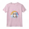 Simpatico Cucciolo di Cane Lhasa Apso Rainbow Cloud Kawaii Maglietta con Collo a V - Regalo per Amanti dei Cani Lhasa Apso