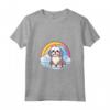 Simpatico Cucciolo di Cane Lhasa Apso Rainbow Cloud Kawaii Maglietta con Collo a V - Regalo per Amanti dei Cani Lhasa Apso