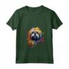 Donna - Simpatico Cane Lhasa Apso Dipinto Maglietta con Collo a V - Ideale per Amanti dei Cani Lhasa Apso e Proprietari - Acquerello Artistico