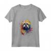 Donna - Simpatico Cane Lhasa Apso Dipinto Maglietta con Collo a V - Ideale per Amanti dei Cani Lhasa Apso e Proprietari - Acquerello Artistico